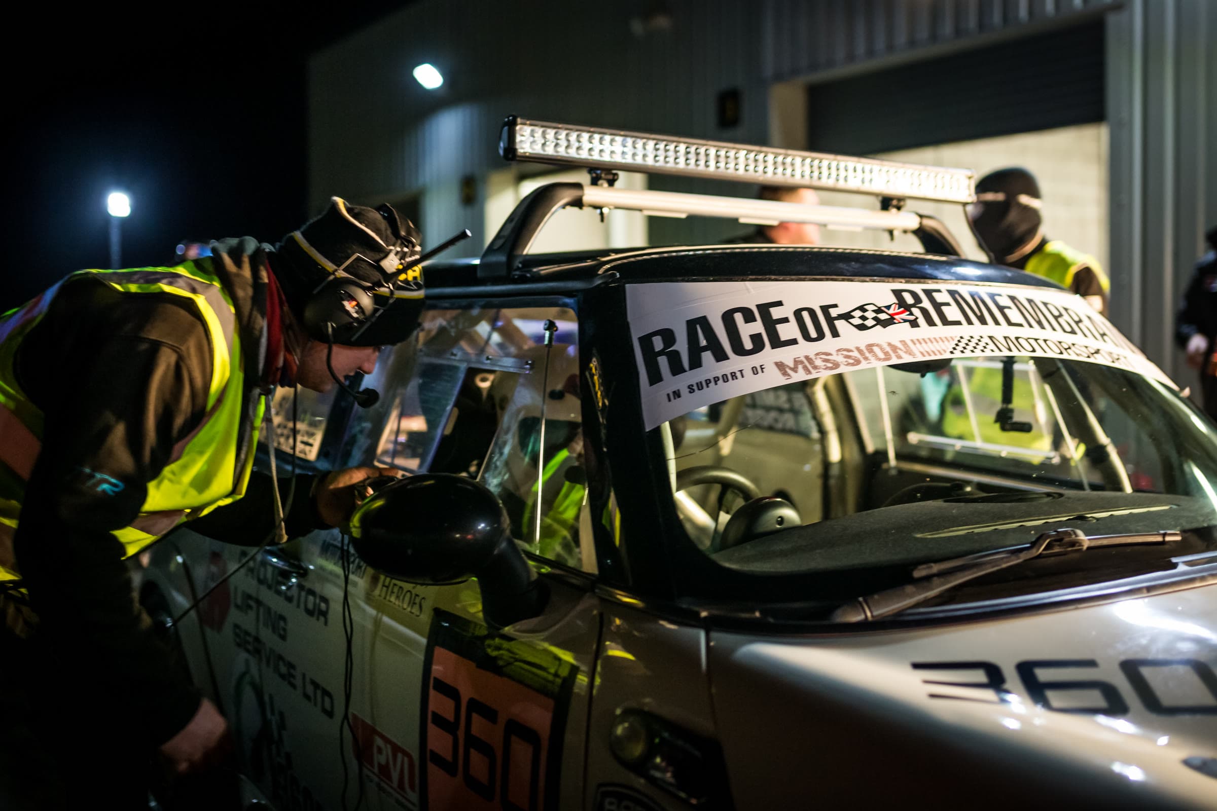 Night pit work on the 360 Mini at the Race of Remembrance
