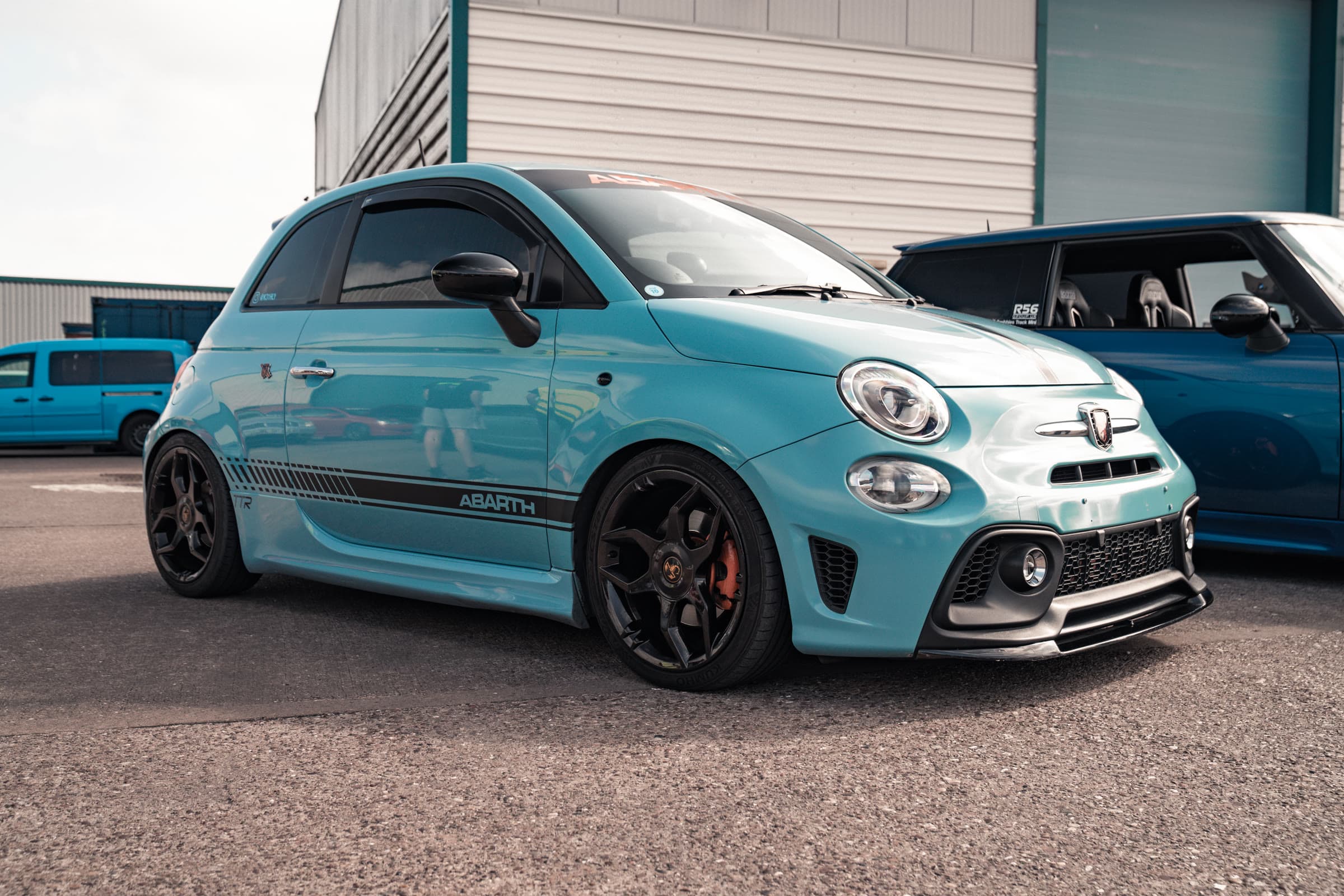 A blue Abarth 595